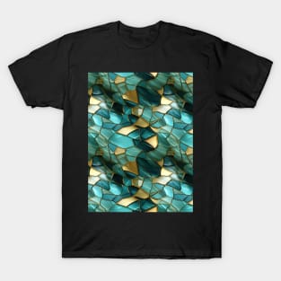 Funky Facade: Trompe-l’oeil Green Turquoise and Gold T-Shirt